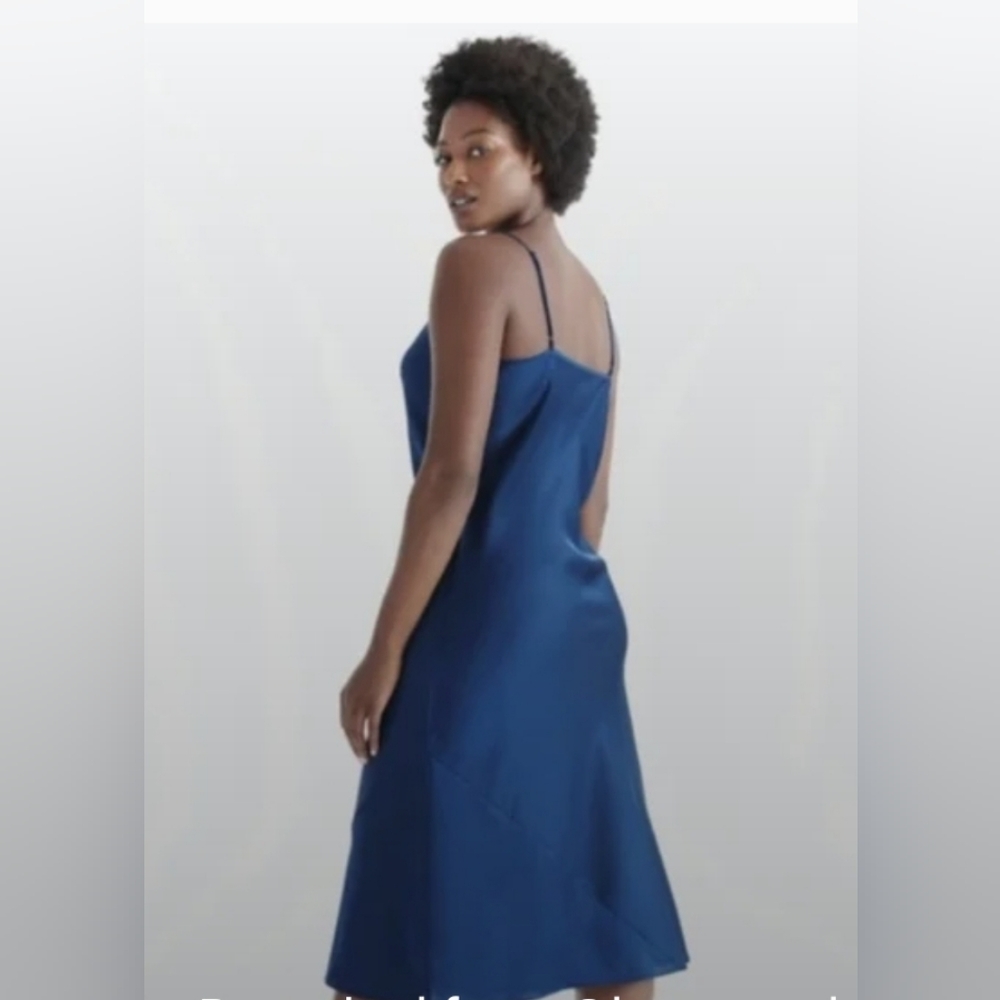 Knix Papaya Slip Dress Sapphire Blue Satin M - Picture 2 of 6